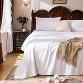 LBRO2M 100% Egyptian Cotton Sheet 1000 TC, Durable 16&rdquo; Deep Pocket Sheets | Long Staple Cotton 4Pcs Bed Sheets, Super Soft and Breathable, Fade Resistant Cozy for All Seasons, Queen Size White