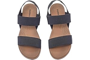 Veittes Women's Flat Slide Sandals-Adjustable Double Elastic Bands,Crossover Straps,Fashion Casual Summer Flat Sandals.