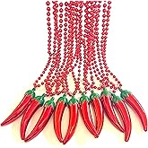 GZYSSL 28 Pcs Chili Pepper Bead Necklaces Mexico Fiesta Red Pepper Party Gift Beads Necklaces Chili Themed Party Decorations Mardi Gras Beads Party Supplies…