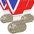 Quelay 30 Pcs 2'' Award Medals Bulk Gold Winner Medals with Neck Ribbons Metal Trophy Award Prize Gift for Tournaments, Competitions, Party, Kids and Adults
