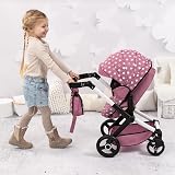 Bayer Design XEO Convertible Doll Pram 46cm Pink Stars Sun Canopy view 6