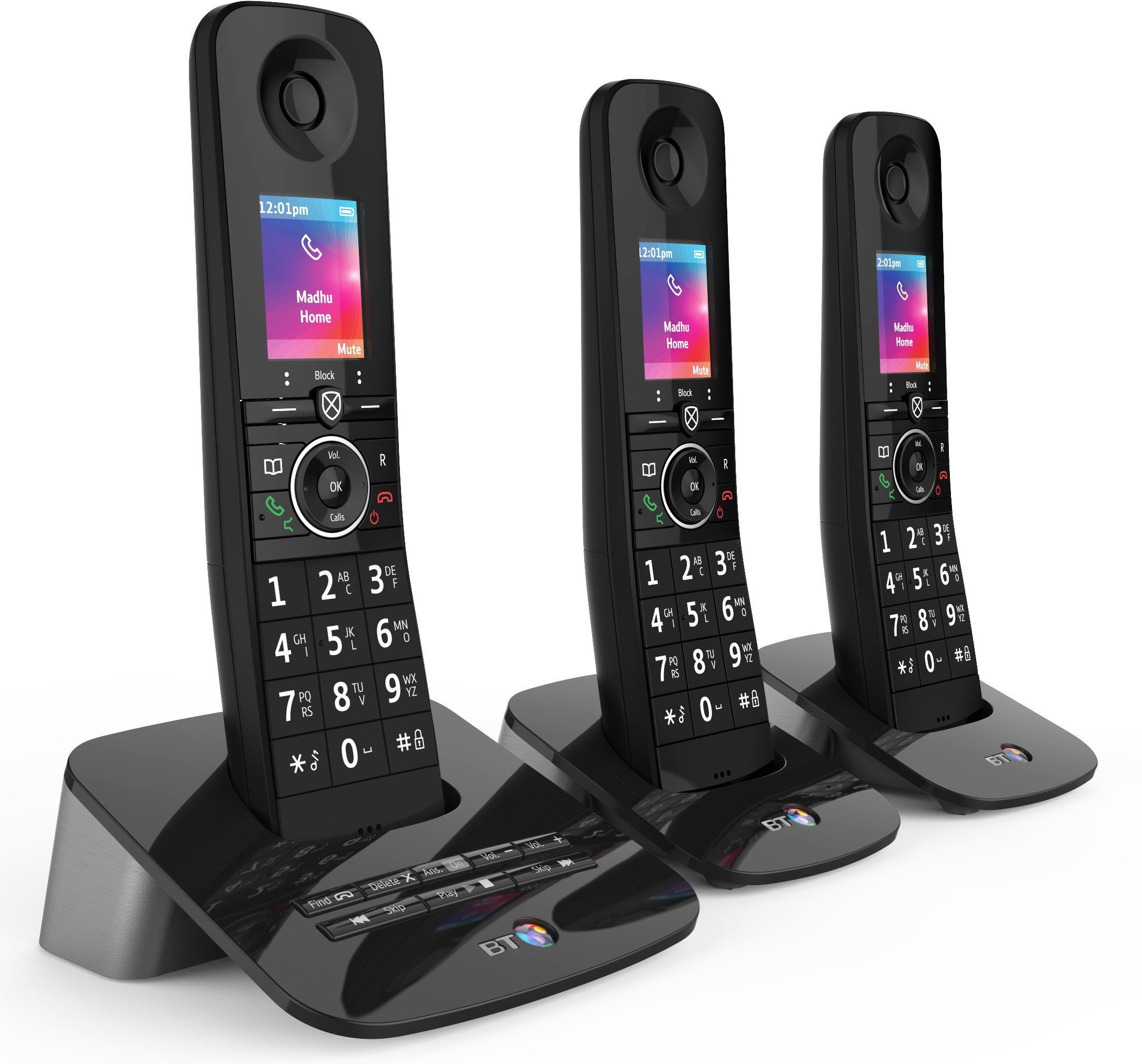 BT Premium Cordless Home Phone with Nuisance Call Blocking, Mobile sync and Answering Machine, Trio Handset Pack (Renewed)