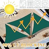 Teynewer Sun Shade Sail Triangle 5x5x5m UV 98% Green with Free Rope view 3
