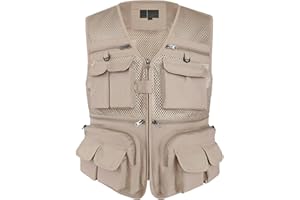 TWENPHYO Versatile Men's Summer Vest for Fishing, Travel, Outdoor Work, Safari and Photography with Multiple Pockets