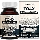 20% Thymoquinone Black Seed Oil Extract Capsules - TQ-Advanced 4X®: Potent Thymoquinone Concentration Available - 60:1 Concentrate from Nigella Sativa, Raw Form, Vegan, Glass Bottle (60 Capsules)