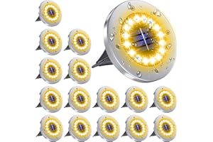 NFESOLAR 16 Pack Solar Outdoor Lights, 16 LEDs Bright Solar Ground Lights Pathway Lights Waterproof for Pathway Garden Yard Lawn Walkway Driveway (Warm White)