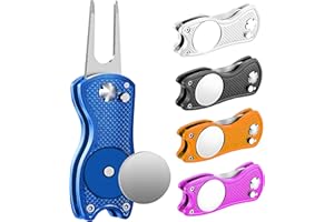 Middletown Outdoors Golf Divot Tool with Magnetic Ball Marker, Multifunctional Divot Tool, Foldable Fork,Fix Divots, Clean Clubs and Cleats, U Shape Bottom can Hold Club