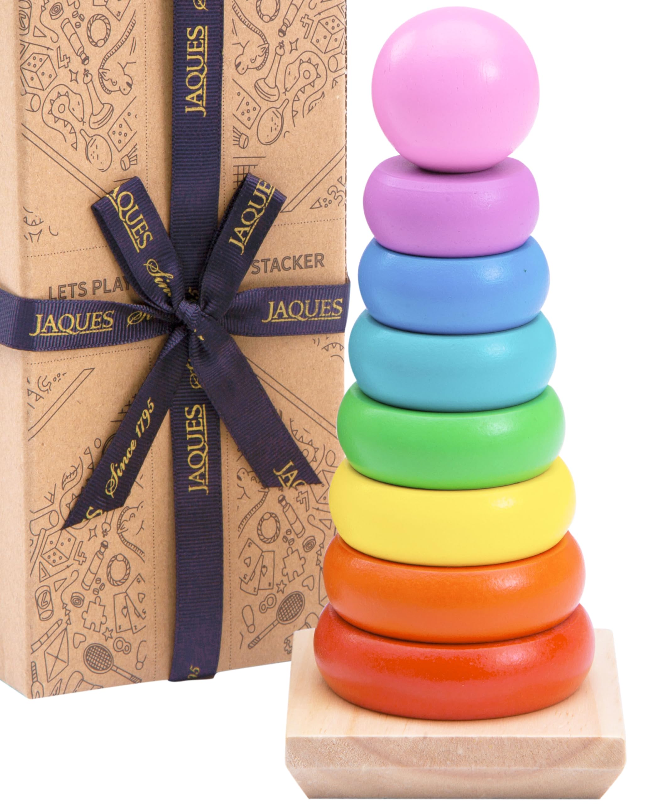 Jaques of London Stacking Rings | Montessori Wooden Toys for 1 Year Olds + | 18 Month Baby Stacking Toy for Early Development | Since 1795