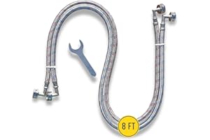 HIPPOHOSE Washing Machine Hoses (8 FT) - Double 90° Elbow to Fit Tight Spaces - OCTAGON Connections for Easy & Secure Tightening - Burst Proof Water Supply Line (2 Pack) - Universal Fit to All Wash Machines