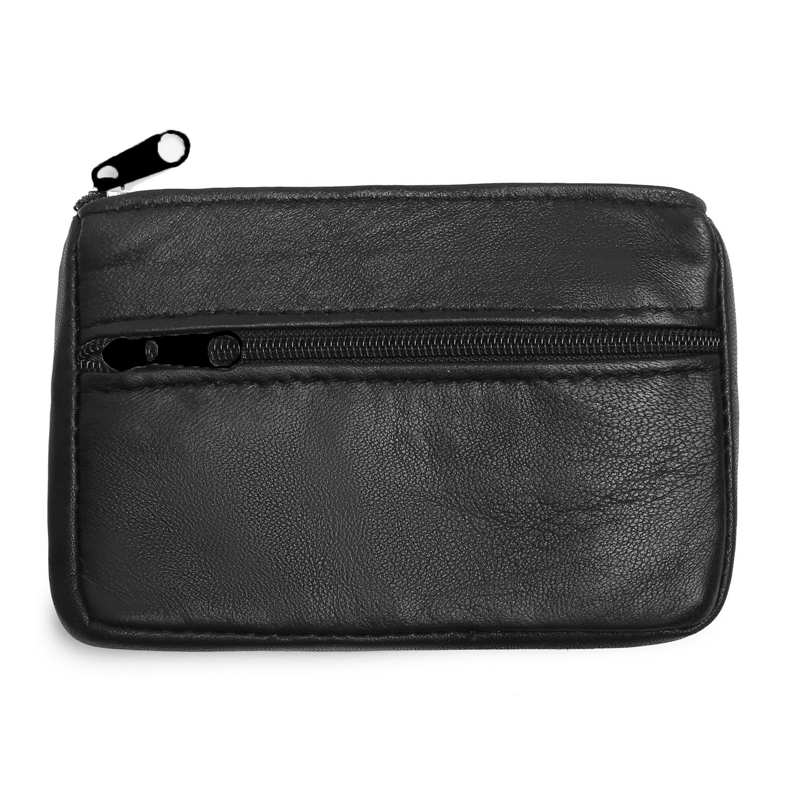 Coin Purse Pouch for Women, Genuine Leather Mini Wallet with Keychain Ring Holder