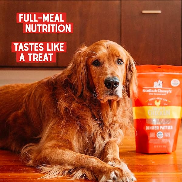 STELLA & CHEWY’S FREEZE DRIED RAW DINNER PATTIES – GRAIN FREE DOG FOOD, PROTEIN RICH CHEWY’S CHICKEN RECIPE – 25 OZ BAG