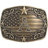 HLYMPONY Cowboy Belt Buckle for Men Vintage Western Rodeo Texas Initial Letter ABCDJMR to Z Belt Buckles