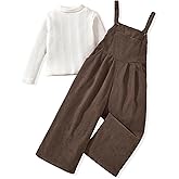 HINTINA Toddler Girl Corduroy Jumpsuit Overall Long Casual Loose Bib Pants 2 Pieces Outfits
