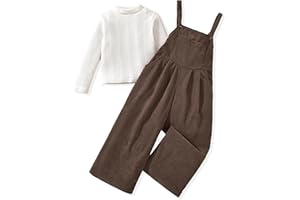 HINTINA Toddler Girl Corduroy Jumpsuit Overall Long Casual Loose Bib Pants 2 Pieces Outfits