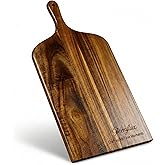 Acacia Wood Charcuterie Board with Handle, Large Cheese Serving & Entertaining Board, Premium Natural Grain Wooden Board for Appetizers, Snacks & Gift Giving