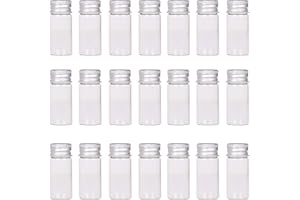 MaxMau 24 Sets 10ml Glass Vials Small Bottles Mini Tiny Jars with Aluminum Screw Caps Sealed Top Metal Lids Cover Clear Message Sample Bottle Storing Beads Wedding Favors Decorations DIY Crafts