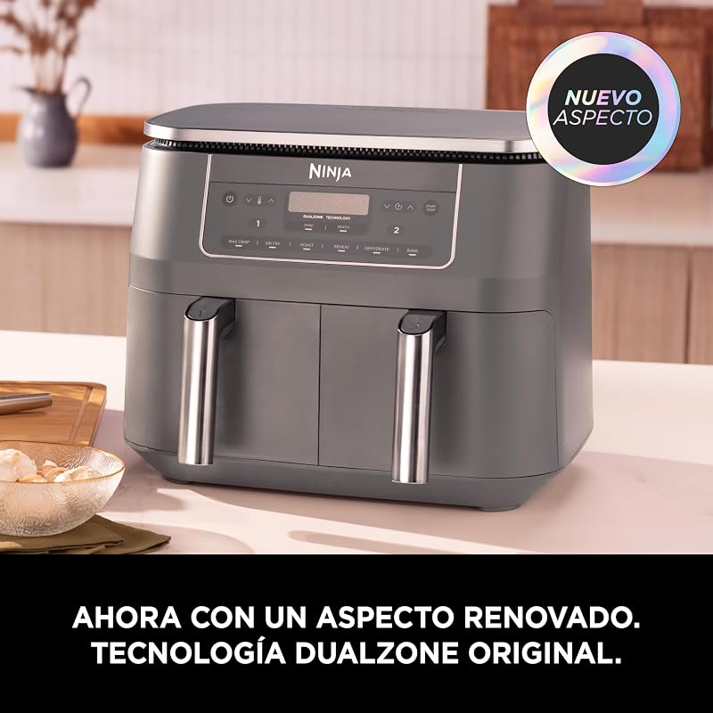 , Fritadeira de ar com compartimento duplo, 7,6 L, cinzento metálico