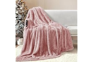 Exclusivo Mezcla Plush Fuzzy Fleece Throw Blanket Extra Large, Super Soft, Fluffy and Warm Blankets for Couch, Bed, All Season Use (50x70 Inches, Pink)