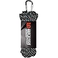 GEAR AID 1100 Paracord and Carabiner, 5.5 mm Heavy-Duty Cord for Camping and Survival, Black Reflective