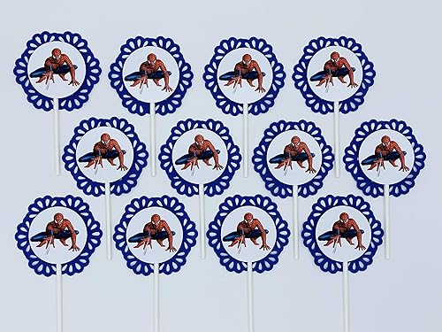 Amazon.com: SPIDERMAN Cupcake Topper - Party Picks - Set of 12: Handmade