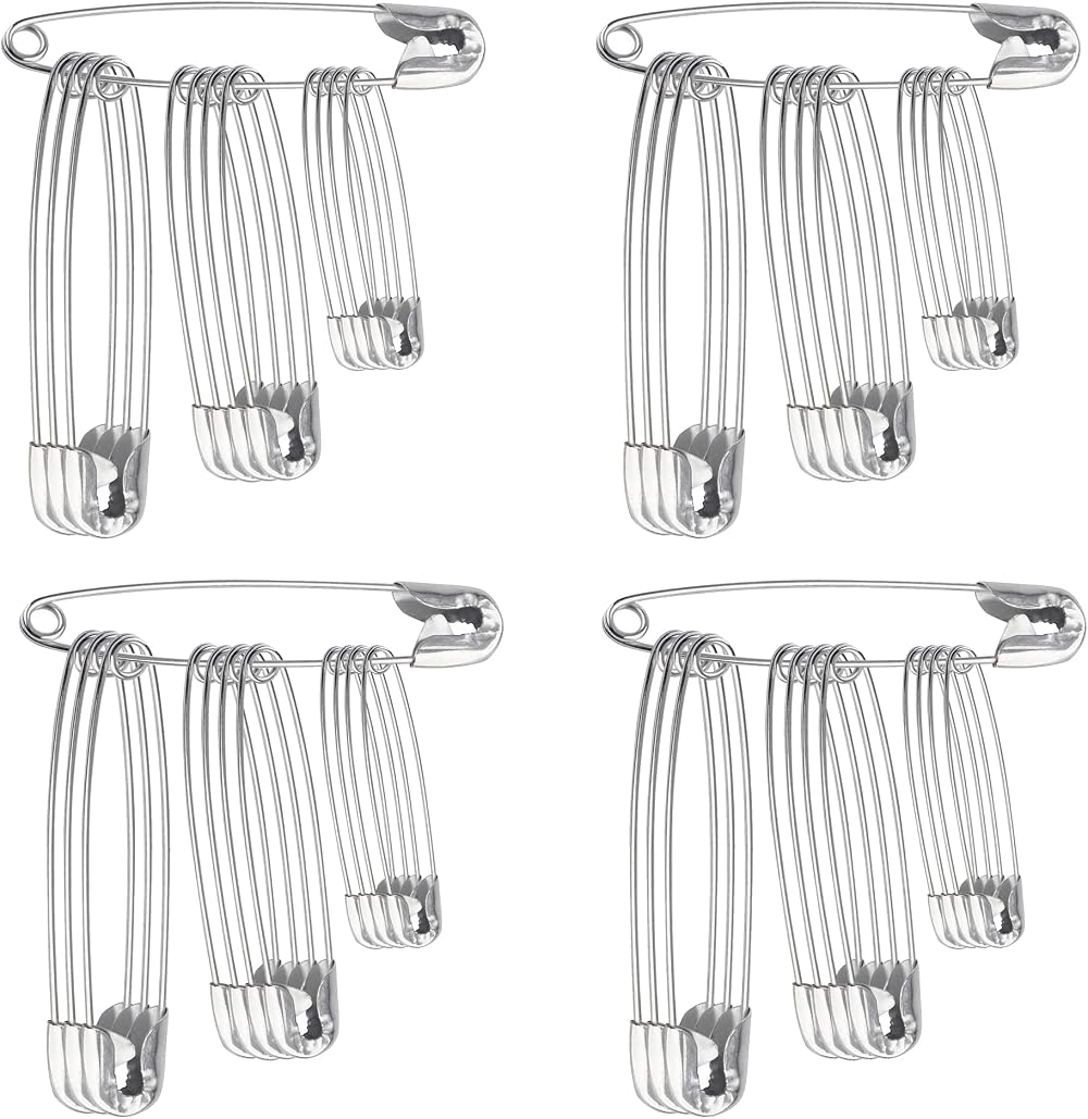 The Bead Shop Assorted Safety Pins 48 x 27–38mm Nickel Plated Craft Sewing