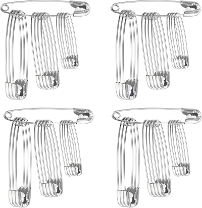 The Bead Shop Assorted Safety Pins 48 x 27–38mm Nickel Plated Craft Sewing