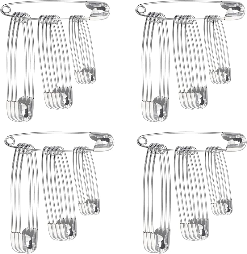 The Bead Shop Assorted Safety Pins 48 x 27–38mm Nickel Plated Craft Sewing