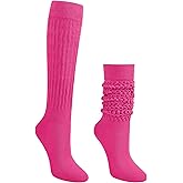 Auranso Slouch Socks Women Cotton Scrunch Knee High Long Knit Boot Socks 6-11