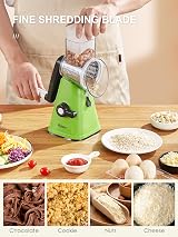 Yabano Rotary Cheese Grater Vegetable Slicer with 3 Stainless Drums view 6