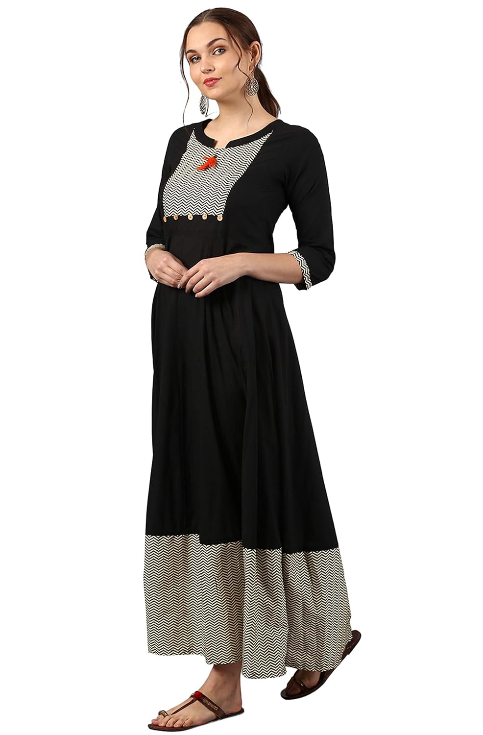 janasya women's cotton anarkali printed gown