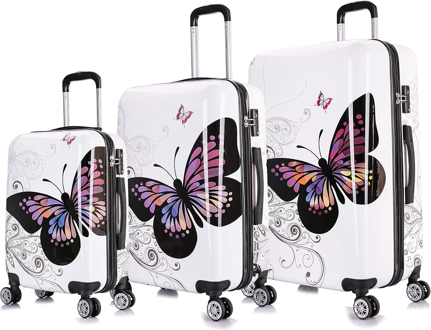 inUSA Luggage Prints 3 Piece Lightweight Hardside Spinner