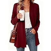 GOXNOCT Women's Long Sleeve Lightweight Cardigan Sweaters with Pockets Casual Loose Fit Open Front Jacket Coat