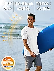 TACVASEN Swim Shirts for Men Rash Guard SPF Short