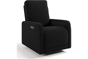 Storkcraft Kyoto Deluxe Power Recliner Swivel Glider (Black Boucle) – Premium Electronic Power Recliner for Nursery, Includes Dual-USB Charging Port with USB-A & USB-C, Glider Rocking Chair