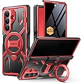 TONGATE 360° Spin Magnetic Stand for Z Fold 7 Case with Privacy Screen Protector, [Compatible with Magsafe] [Anti Spy] [360° Ring Holder] Full-Body Shockproof Case for Samsung Galaxy Z Fold 7, Red