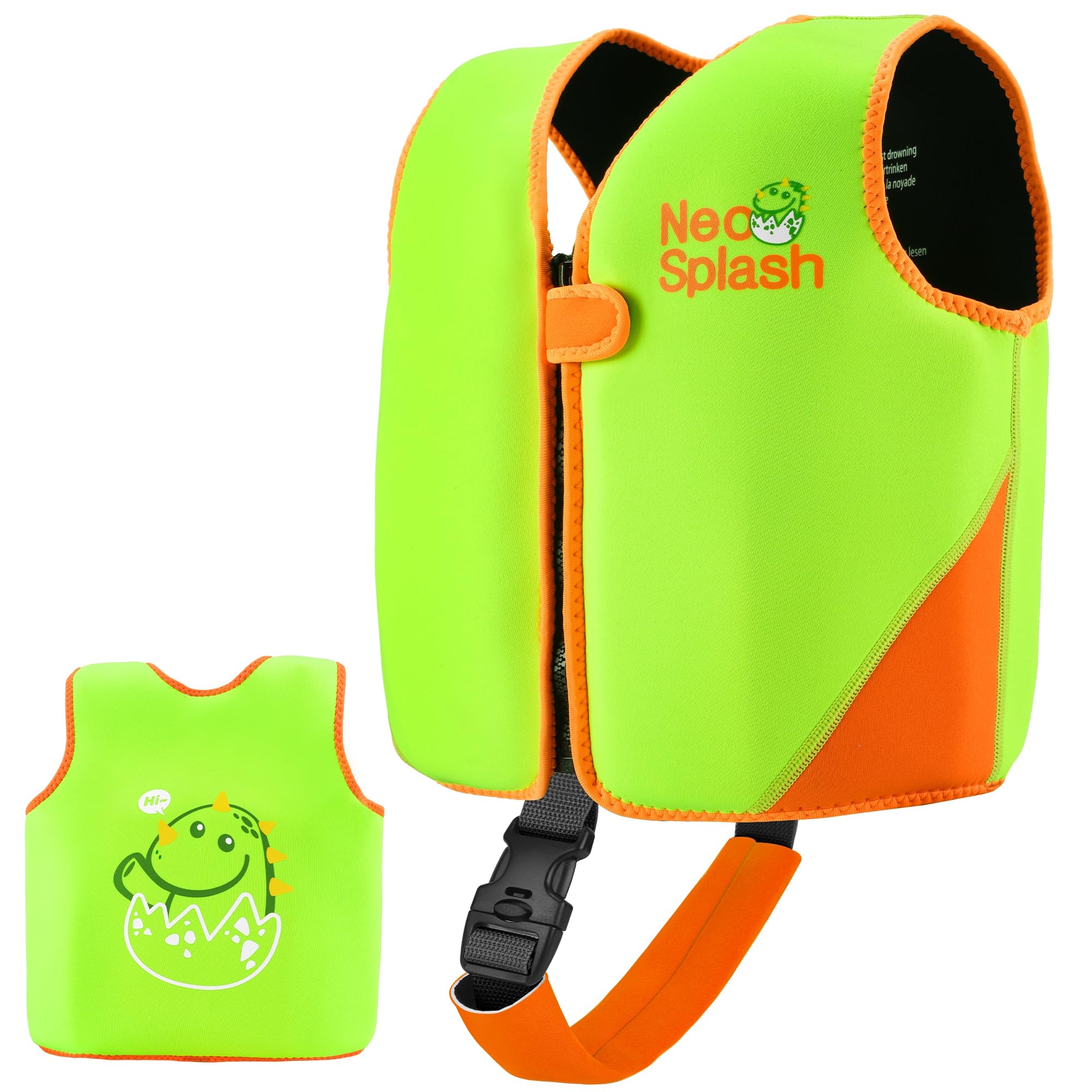 Kids Swim Vest with Adjustable Safety Straps for Ages 1-3 and 3-6 (Green,3-6)