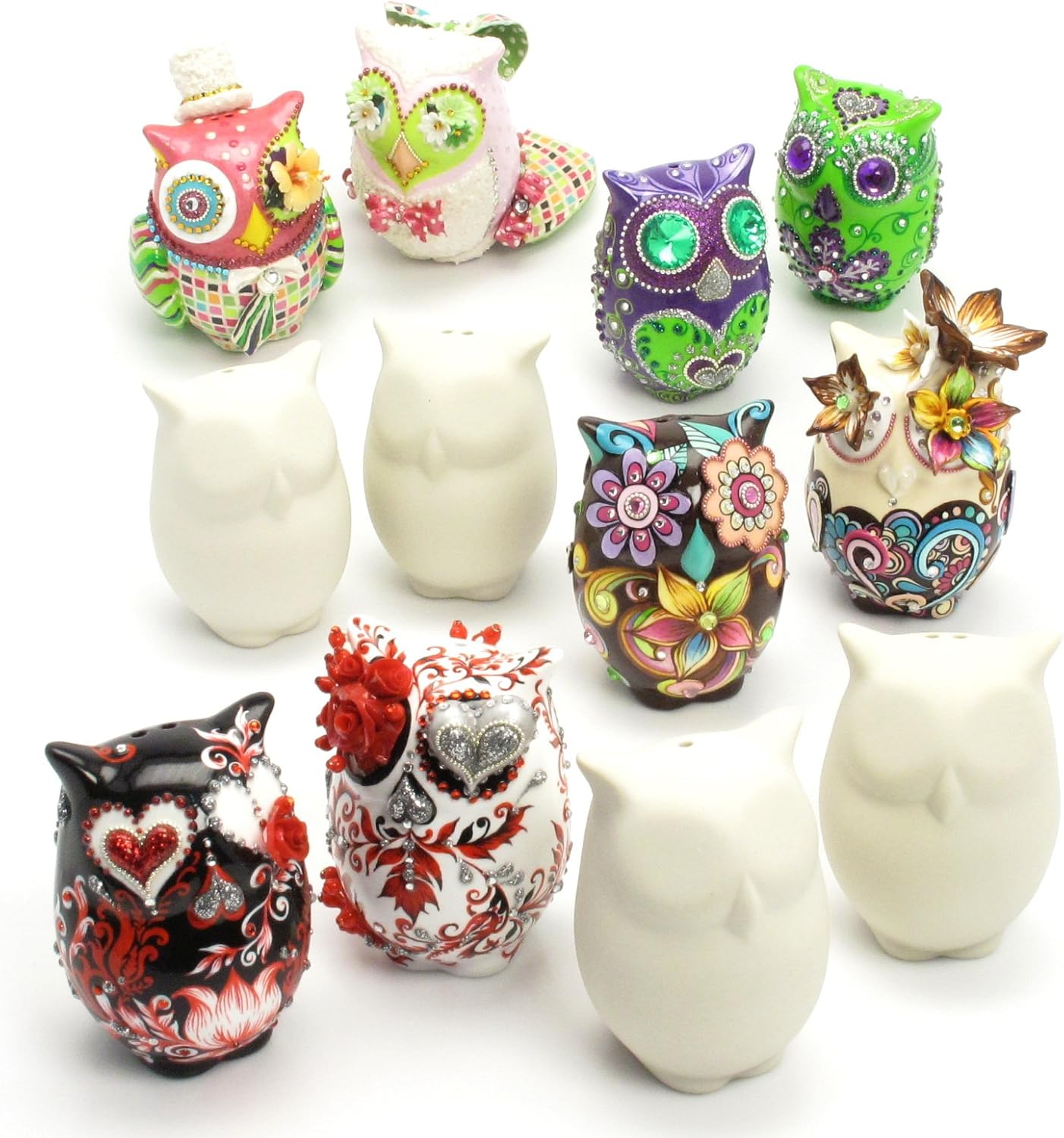 3 Pairs Unpainted Ceramic DIY Owl Lover 3 Pairs Unpainted Ceramic DIY Owl Lover