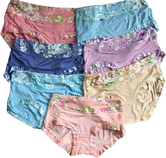 Soft Teen Girls Underwear 7 Pack Bamboo Floral Print Cotton Briefs