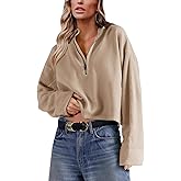Uincloset Women's Half Zip Sweatshirts Cropped Long Sleeve Pullovers Oversized Casual Crop Tops