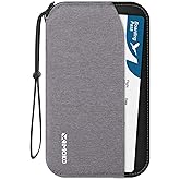 MoKo Family Passport Holder for 5, RFID Blocking Passport Wallet for Men Women, Travel Wallet Holder with Multiple Compartments, Travel Document Organzier for Cards, ID, Tickets, Keys, Gray