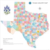 24"x24" Texas County Map and County Seats [Laminated]