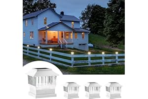 MOON-DE-AGE 50 Lumen Solar Post Lights, 3 Modes Outdoor Deck Fence Post Cap Lights - 4x4 3.5x3.5 4.5x4.5 or 5.5x5.5, LED Landscaping Patio Garden Yard Decoration Waterproof (4 Pack, White)