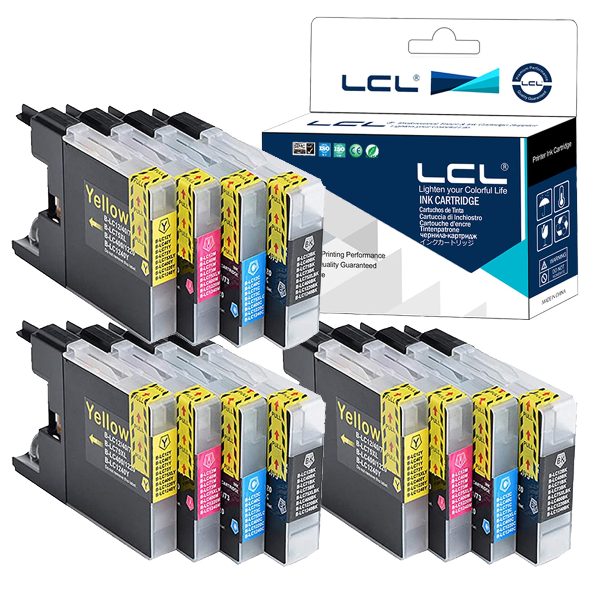 LCL LC1240 Ink Cartridge Replacement for Brother LC1220 LC1240 LC1240BK LC1240C LC1240M LC1240Y for MFC-J6910CDW J6710CDW J5910CDW J825N J955DN J955DWN J705D J705DW J710D J710DW (3K 3C 3M 3Y)