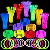 JOYIN 800 Pcs 8" Glow sticks Bulk Party Favors Pack, Neon Glow in the Dark Party Supplies, Light Up Necklaces and Bracelets with Connectors, Easter, Football, Birthday Decorations
