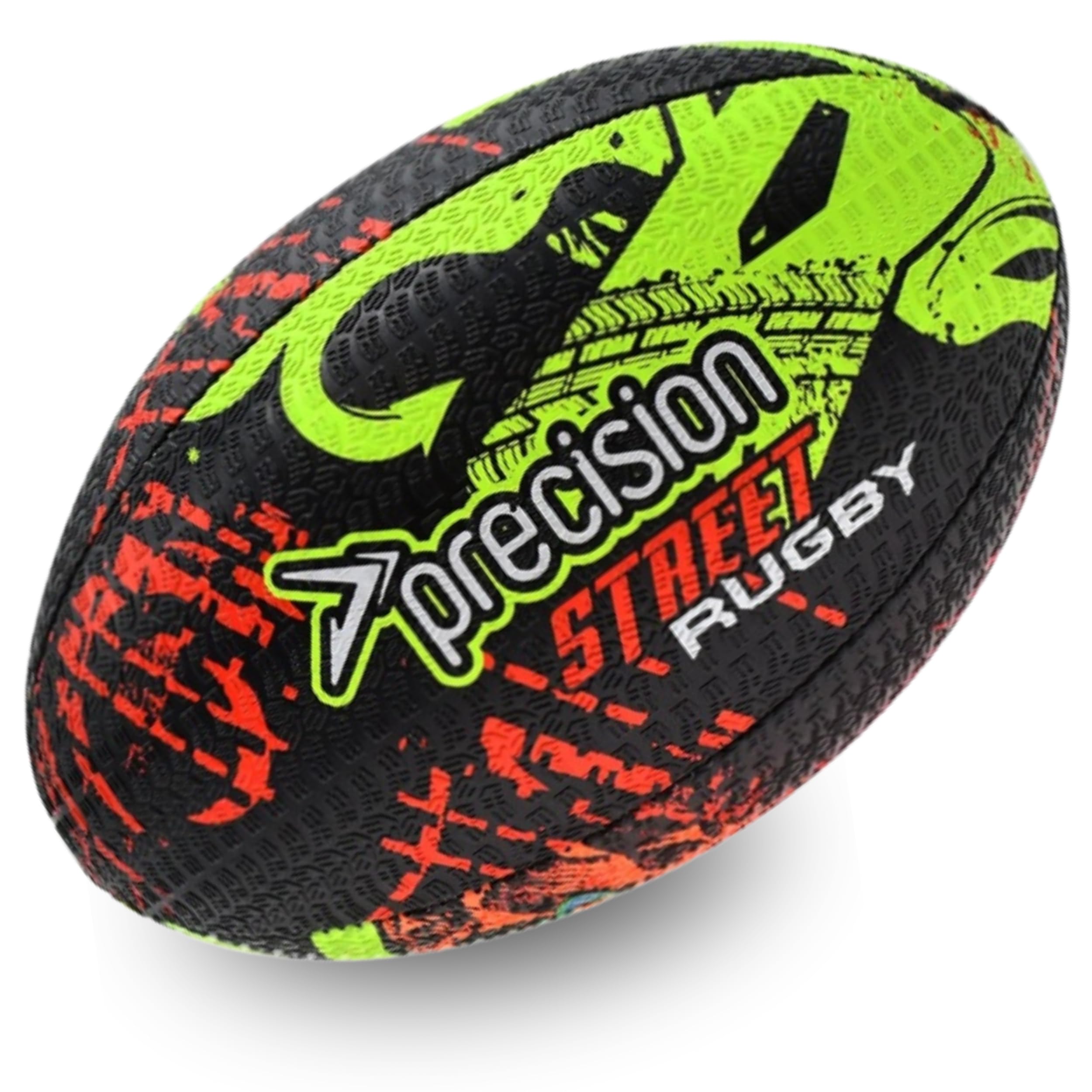 Precision Street Mania Rugby Ball, Urban Training, for Hard Surfaces, Durable Tyre Embossed Vulcanised Rubber, Ultimate Grip, Official Size, 5