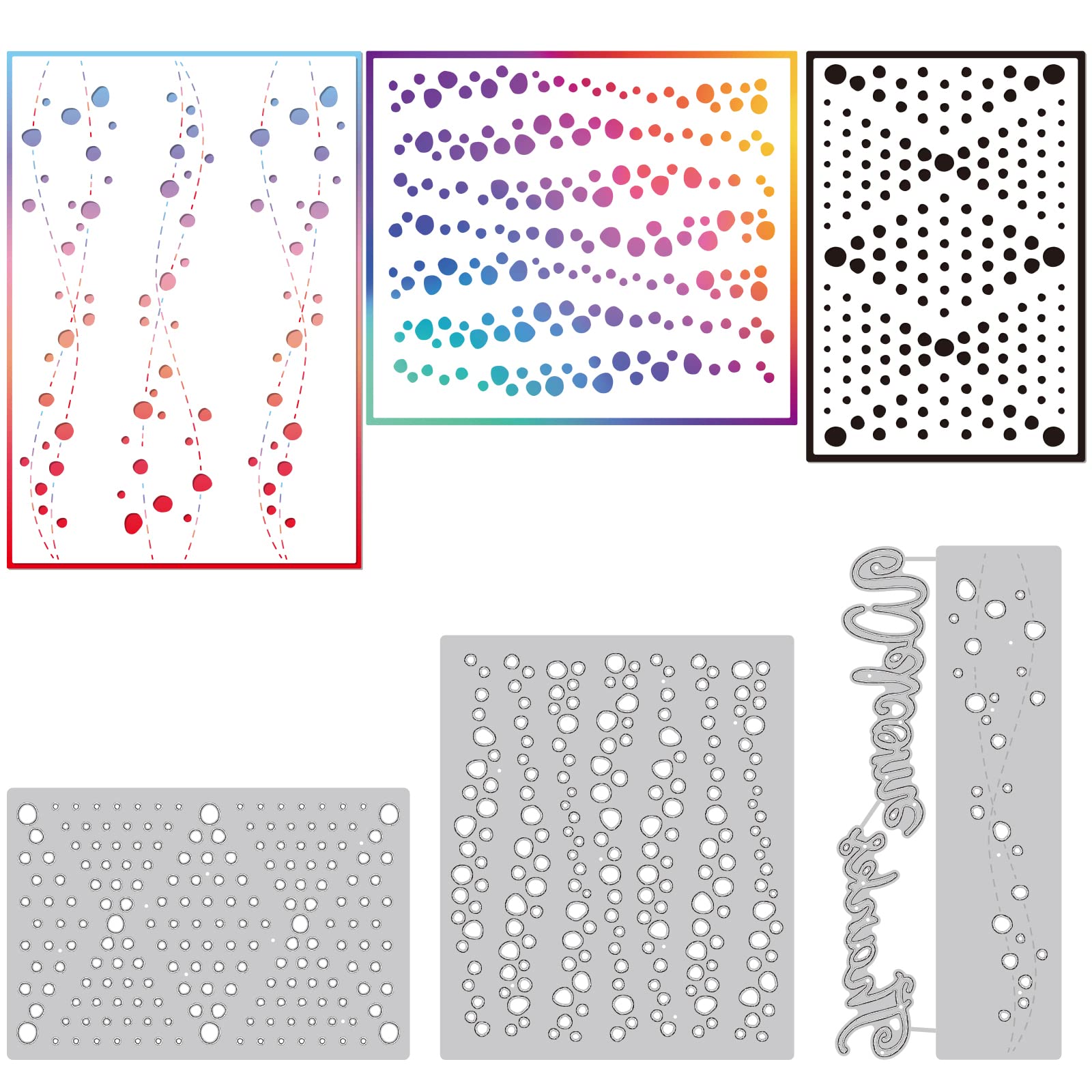 BENECREAT 3 Styles Dots Cover Background Diamond Irregular Dots with Word Welcome, Thank u Carbon Steel Cut Dies Stencils for Scrapbooking, Photo Album, Home Decor, 0.8mm Thick