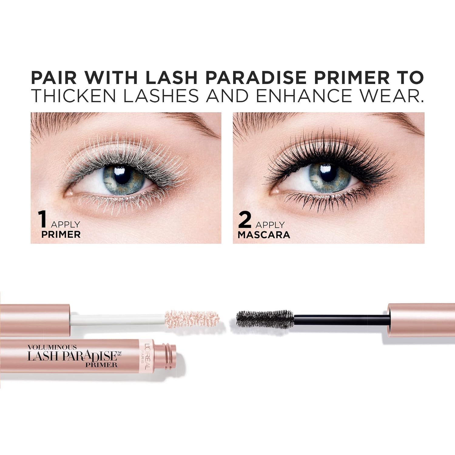 L'Oreal Paris Voluminous Makeup Lash Paradise Mascara, Voluptuous Volume, Intense Length, Feathery Soft Full Lashes, No Flaking, No Smudging, No Clumping, Blackest Black, 1 Count: Beauty