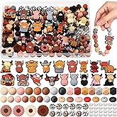 Faccito 302 Pcs Silicone Beads Set Beadable Pens Kit Highland Cow Silicone Focal Beads for Pens Keychain Making,Bracelets,DIY Crafting.