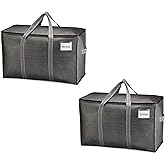 VENO 2 Pack Heavy Duty Moving Bags, Extra Large Storage Bags with Reinforced Handles & Strong Zippers, Foldable & Reusable Moving Box Alternative for Clothes & Dorm Storage