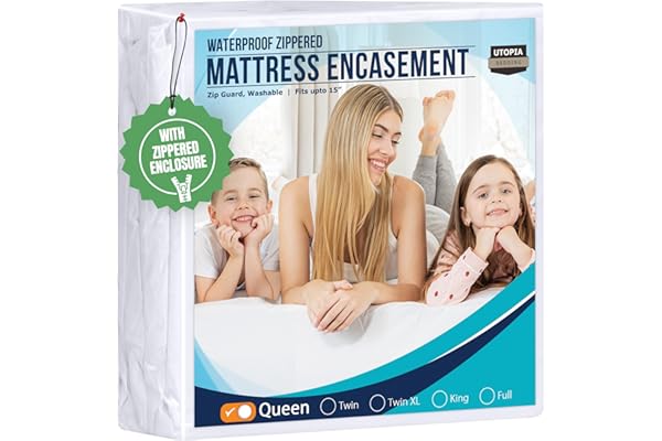 Utopia Bedding Zippered Mattress Encasement Queen - 100% Waterproof and Bed Bug Proof Mattress Protector - Absorbent, Six-Sid
